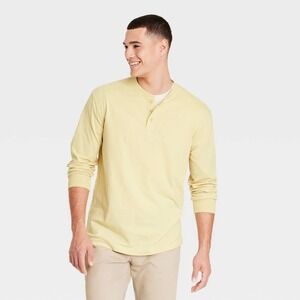 Goodfellow & Co Men's Henley Long Sleeve Shirt Small Gold